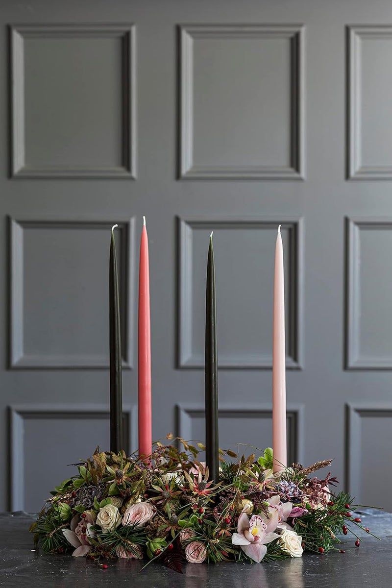 Kunstindustrien ® Taper Candles – Set of 4, 13.8" – Made in Denmark, Long Burning Candles 15h, Unscented & Smokeless Candlesticks – Elegant Tall Candles for Weddings, Dinners & Home Decor (Old Rose) - Image 5